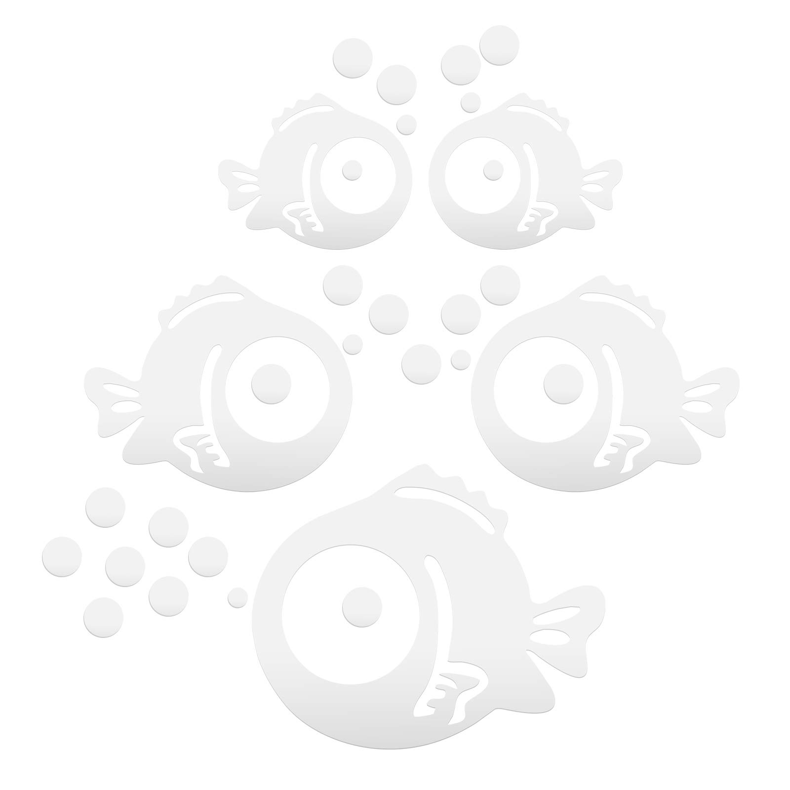 3D Acrylic Wall Sticker Fish and Bubbles Mirror Sticker Wall Stickers for Bedroom Living Room Bathroom Decoration (Silver)