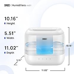 Dreo Humidifiers for Bedroom, 4L Top Fill for Large