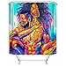 Sea&Cloud The Art Design Unique Fabric Shower Curtain,Dark-skinned,Black Woman with Purple Hair And Black man Are Immersed in Art,Waterproof and Mildew Resisant,72