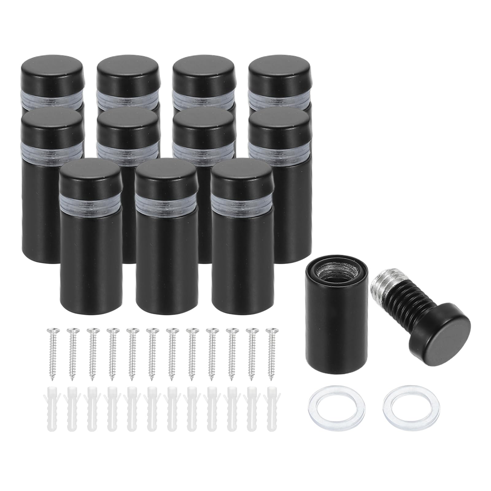 Photo 1 of PATIKIL 1/2" x 1" Standoff Screws, 12 Pack Stainless Steel Wall Mount Sign Standoffs Mounting Hardware Advertising Nail for Hanging Acrylic Picture Frame, Black