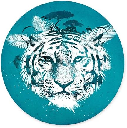 Kieona Smith White Tiger Round Mouse Pad Design Personalized Unique Surface Natural Rubber Anti Slide Mouse Pad