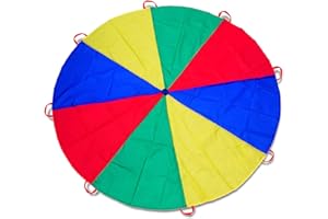 Dulousia Parachute 6ft/10ft/12ft/13ft/ 16.4ft/ 20ft - Play Gymnastics Parachute with Handles for Group Team Cooperative Games