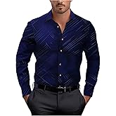 WDIRARA Men's Patterned Printed Long Sleeve Dress Shirts Button Down Business Shirts