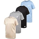 New Balance Boys Athletic Shirts - 4 Pack Performance Short Sleeve Crewneck Boys T Shirts - Dry Fit Tees for Kids (Size 8-20)
