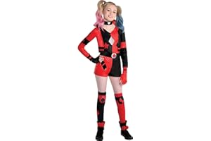 Party City Harley Quinn Halloween Costume for Girls, DC Comics Includes Romper, Choker, Gloves and Leg Warmers