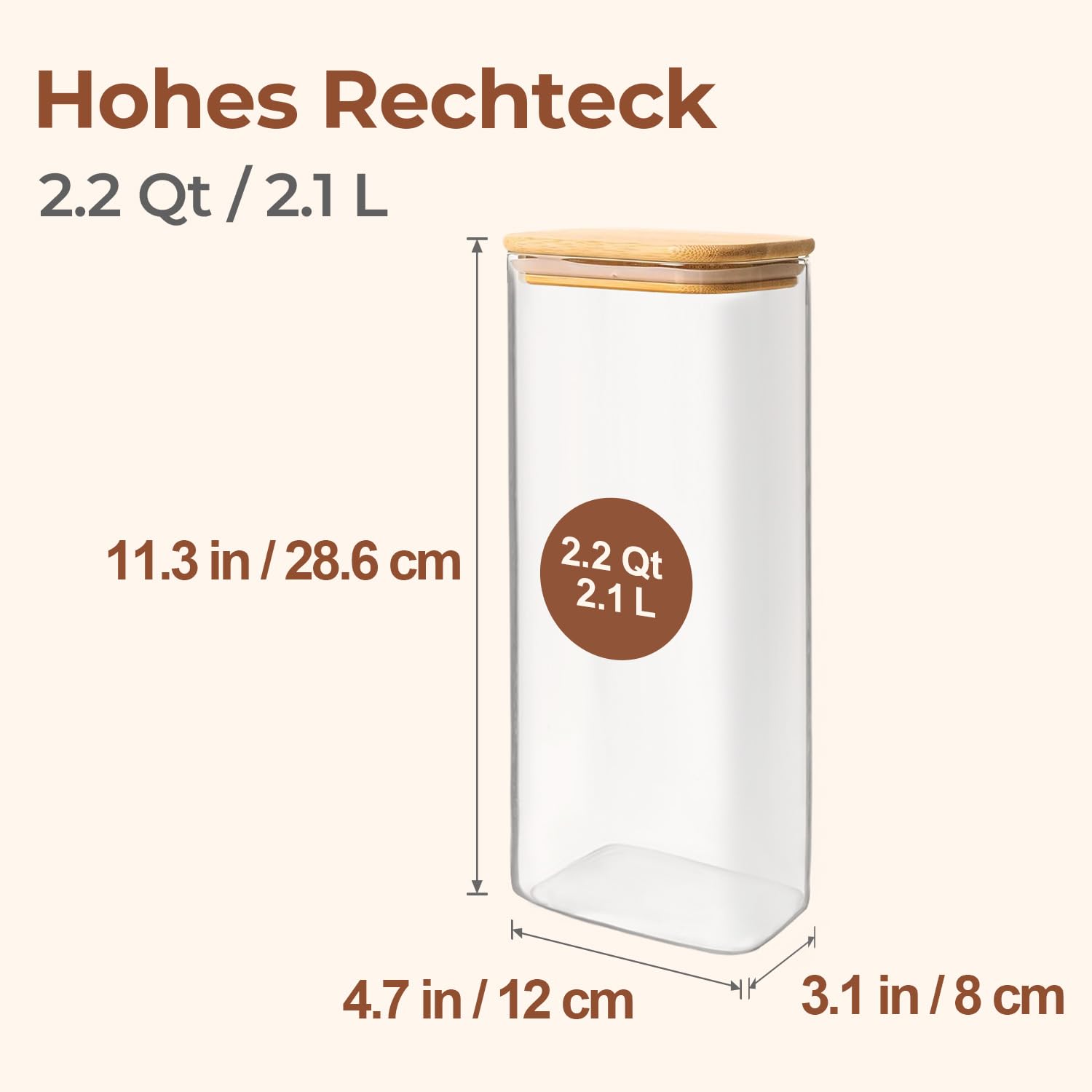 ComSaf 3er Set Vorratsgläser mit Deckel Luftdicht 2,1L, Glasbehälter mit Deckel, Vorratsdosen Glas Vorratsglas, Aufbewahrungsgläser für Spaghetti Aufbewahrung Küche, Mehl, Müsli 2