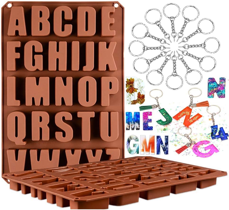 Panlom Silicone Alphabet Moulds for Resin Letter Moulds with 10