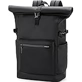 VASCHY Rolltop Travel Backpack for Men, Water Resistant Expandable Large Carry-on Casual Daypack for Work Business Hiking College Black