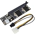 JMT 2Port SlimSAS 8i x2 to PCIe4.0/3.0 x16 Slot Adapter Card SFF8654 Riser Card for Network Graphics Video GPU (PCIe4.0 JHHP1B)