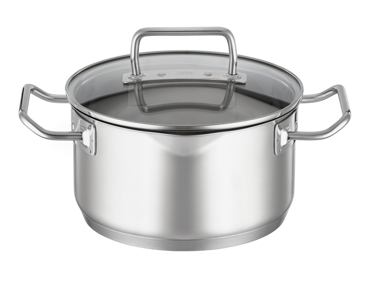 RÖSLE EXPERTISO pot, universal cooking container in 18/10 stainless steel, 20 cm, glass lid, internal graduation, suitable for induction, dishwasher safe
