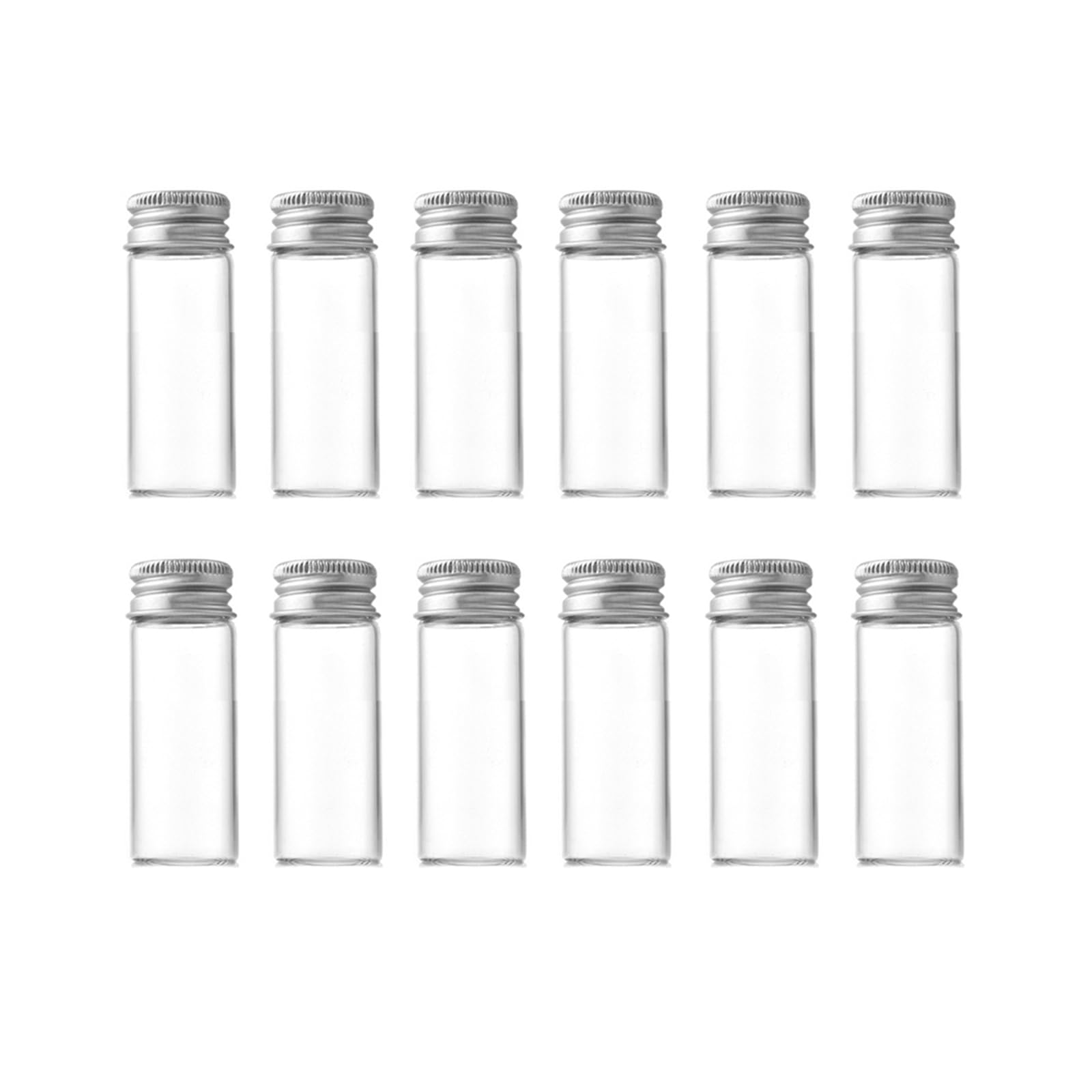 VASANA 12PCS 30ml Clear Glass Cute Strong Decorative Bottles Vials Tube Jars Cans Container with Aluminum Cap for Cosmetics Dispensing Sample Message Essential Oil Powders Wishing Storage