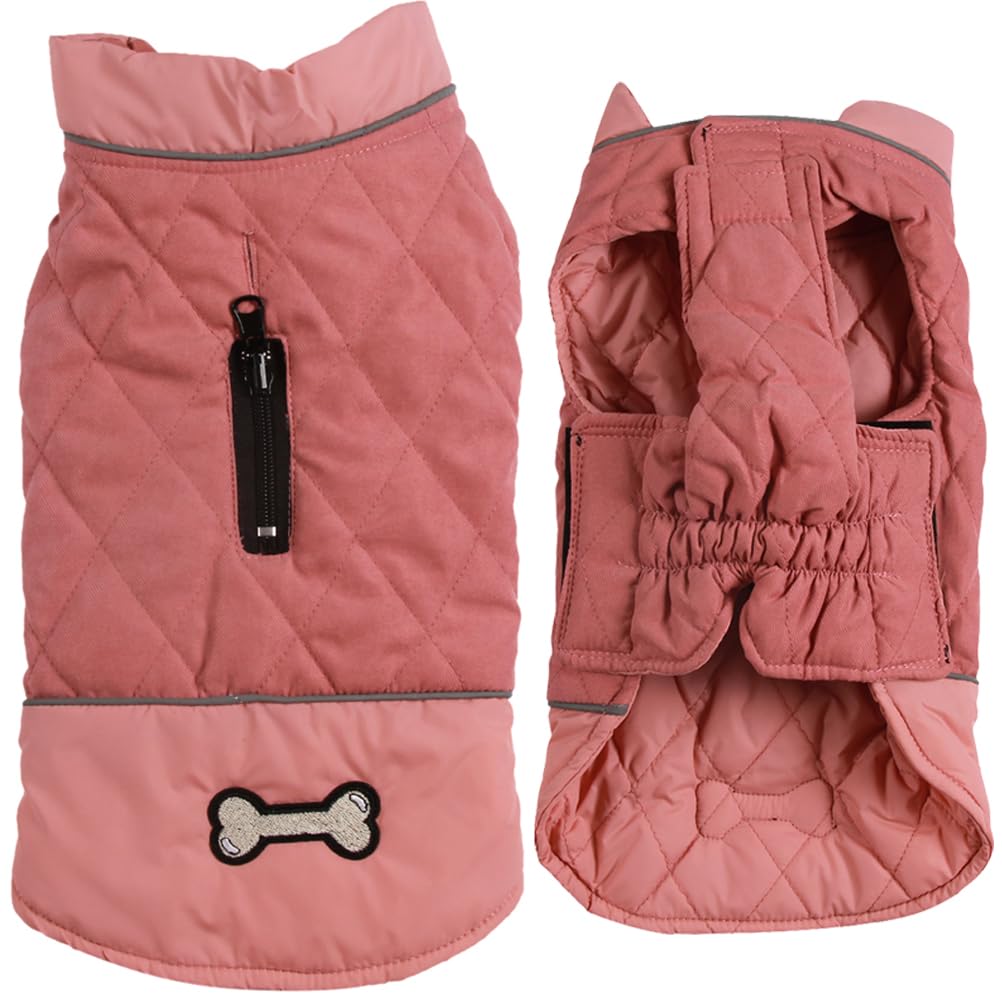 Vecomfy Reversible Dog Coats for Small Dogs Waterproof Warm Puppy Jacket for Cold Winter,Pink XS