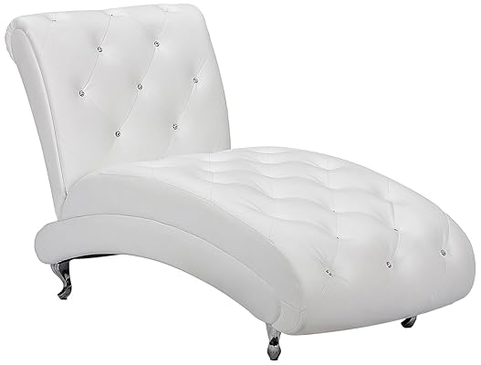 Baxton Studio Pease White Faux Leather Upholstered Chaise Lounge