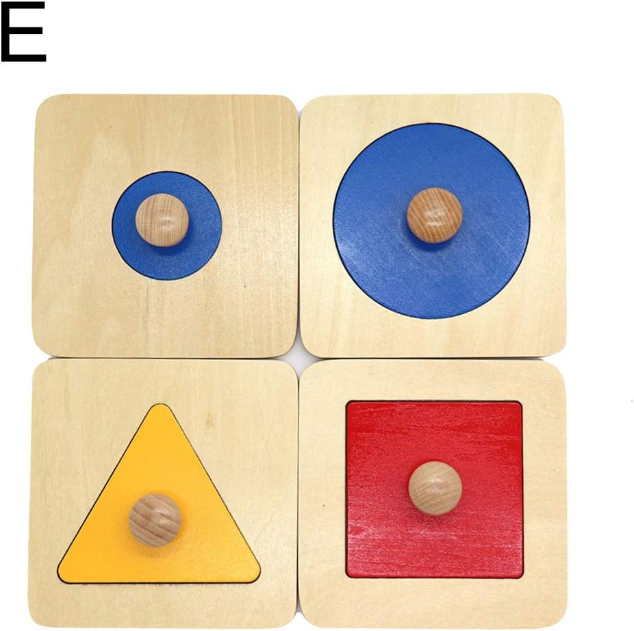 Kalaokei Baby Geometric Shape Match Montessori Wooden Knob Puzzle Pegboard Educational Toy