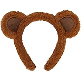 ACO-UINT Bear Ears Headband, Brown Furry Animal Ears Headband for Women Girls Adults Cute Halloween Head band for Cosplay Party Costume Daily Care Hairband for Makeup Washing Face
