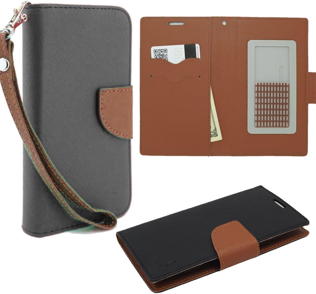 BlackBerry Priv Leather Pouch, HJ Power[TM] For BlackBerry Priv (AT&T)~ CT2 Leather PU WALLET POUCH Brown Black