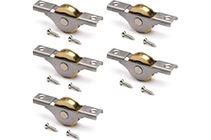 Heyiarbeit 5Pcs Copper Electroplating Single Wheels 1" / 26mm Dia Sliding Wheel Door Window Pulley Stainless Steel Shell for Wardrobe Furniture Cabinet