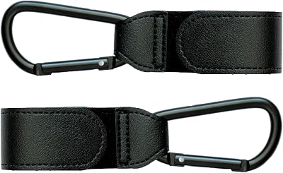 BRITECO 2pcs Black Carabiner Clips Heavy Duty Pram Stroller Hook