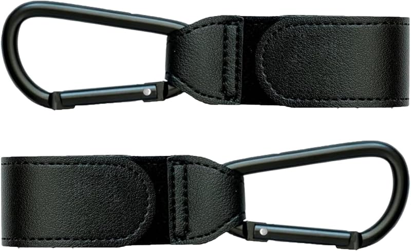 BRITECO 2pcs Black Carabiner Clips Heavy Duty Pram Stroller Hook