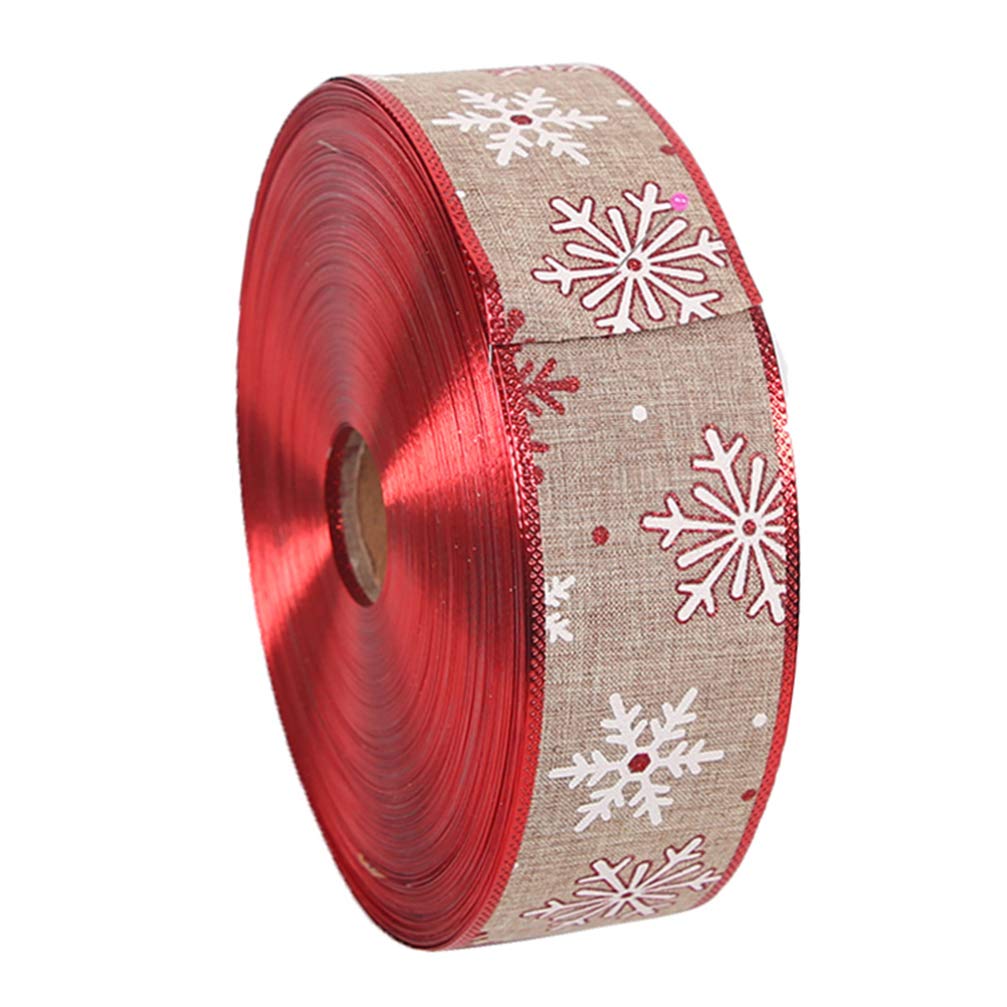 Wired Burlap Christmas Ribbon Holiday Grosgrain Ribbon Wrapping Wreath Bows Trims Rustic Christmas Decoration Snowflake
