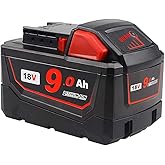 2 Pack m18 9 Ah 18V Replacement Battery Compatible with Milwaukee XC 48-11-1840 48-11-1860 Cordless Power Tools Lithium Batte