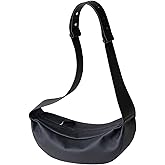 DONNAIN Genuine Leather Sling Bags Crossbody Women, Minimalist Style Casual Chest Bags with Wide Strap