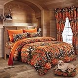 20 Lakes Woodland Hunter Camo Comforter, Sheet, Pillowcase Set (Queen, Orange)