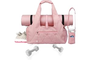 PLUSCRAFT Gym Bag for Womens,Yoga Mat Bag with Shoes Compartment Water Bottle Carrier Multi-Functional Bags Ideal for Travel, Gym, Sports, Weekender