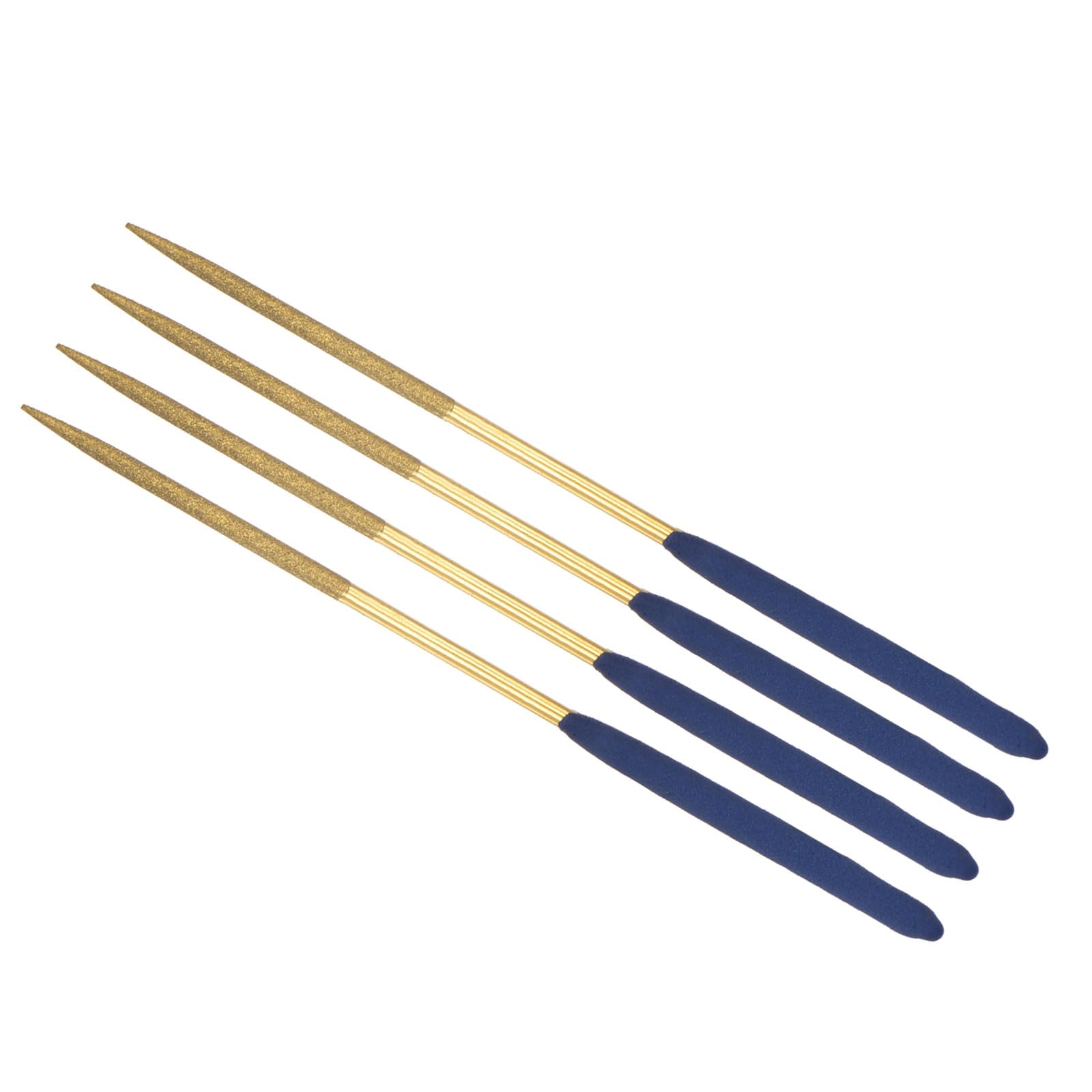 CoCud Diamond Coated Needle File, | 3mm Shank 140mm Length|, Titanium Coated Round Files Sharpening Tool - (Applications: for Metal Glass Stone), 4-Pieces