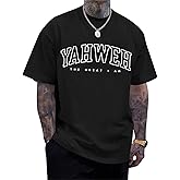 Wedsadl Christian Jesus Shirts for Men Religious God Yahweh Faith Shirt Bible Verse Vintage Oversized Graphic Tees Cotton Top