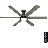 Hunter Fan Smart WiFi LED Ceiling Fan, 60 inch Matte Black Indoor Smart Ceiling Fan with Remote, App Control with Speed and L