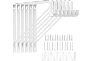 AYAYGD 6PCS Heavy Duty White Closet Rod Brackets 11 x 11 Inch,1-3/8Inch Diameter Shelf and Rod Bracket Holder for Home and Closet Decor, Wall Mount Closet Pole Supports Bracket Hook with Screws