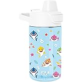 Simple Modern Baby Shark Plastic Kids Water Bottle, Covered Straw | 12oz | Baby Shark Toddler Cup, Sippy Cup for Kids, Girls, Boys | Spill Proof, Free from BPA, Silicone Straw Lid, Small Hands
