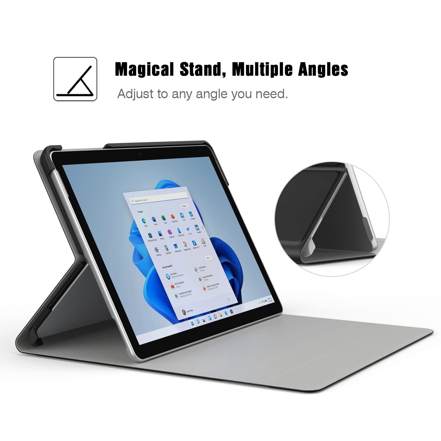 MoKo Case Fit Microsoft Surface Go 4 (2023) /Surface Go 3 (2021)/ Surface Go 2 (2020)/ Surface Go 2018 Case, Ultra Lightweight Portfolio Business Cover, Compatible with Type Cover Keyboard, Black