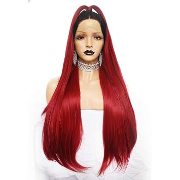 Amazon Com Anogol Hair Cap Red Lace Front Wig For Women Long