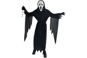 Udekit Scary GhostFace Halloween Scream Cosplay Costume with Knife and Mask for Kids and Adult