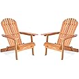 Giantex Wooden Adirondack Chair Set of 2 Outdoor Lounger Chair, Folding Adirondack Chairs 400 lbs Weight Capacity for Patio, Garden, Deck, Porch, Lawn, Oversized Backyard Seating Fire Pit Chairs