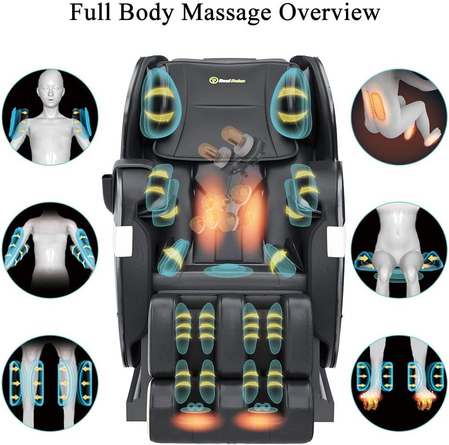 Real Relax 2020 Massage Chair, Full Body Zero Gravity Shiatsu Recliner with Bluetooth and Led Light, Black: Kitchen & Dining
