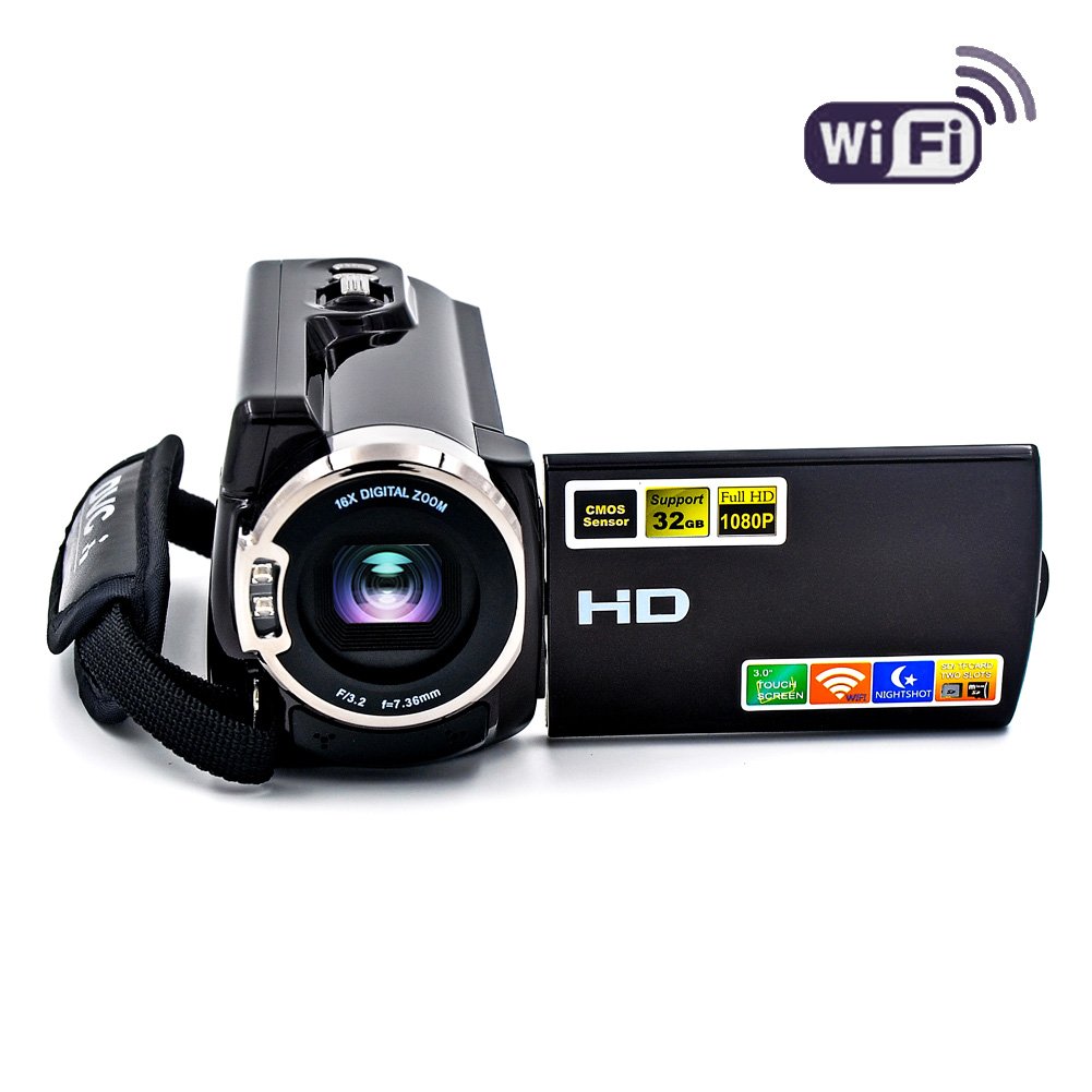 SEREE Camcorder WIFI Video Camera FHD 1080P 60FPS Night Vision Camcorder 20MP 16X Digital Zoom 3 Inch Touch Screen