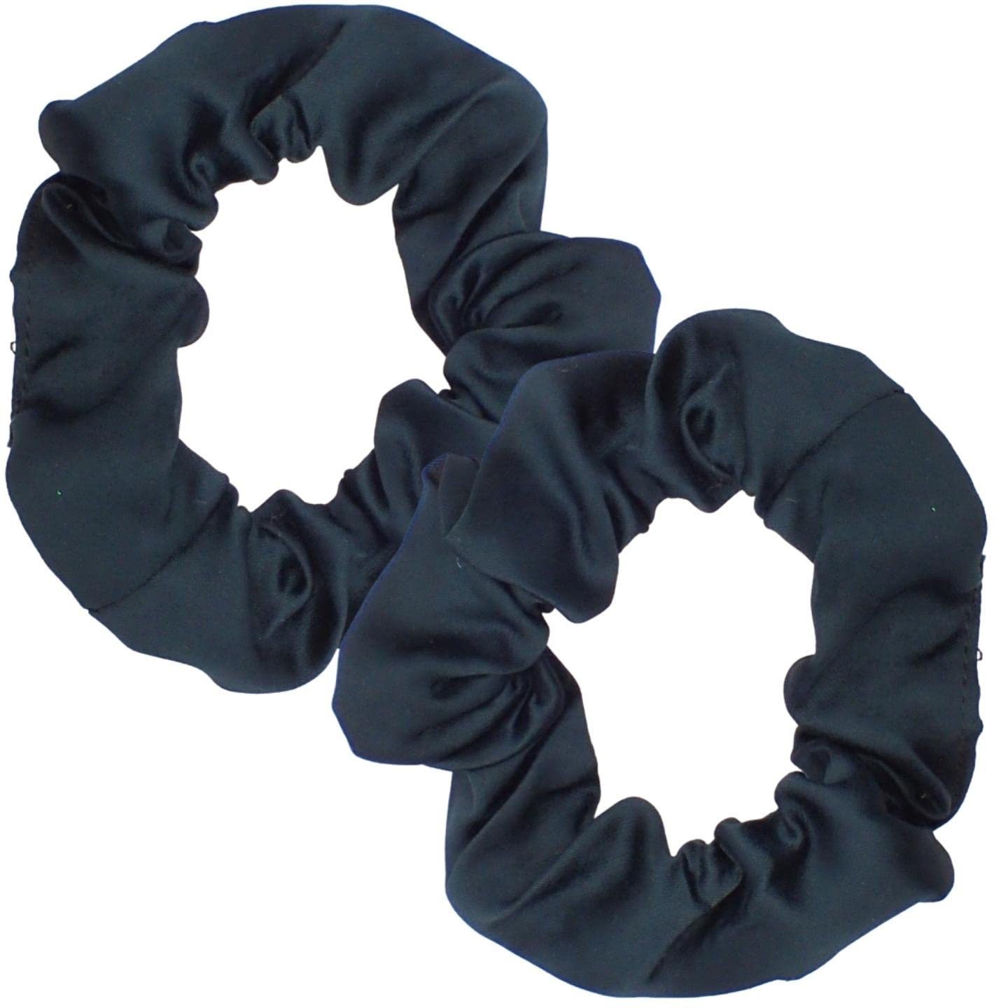 Topkids Accessories 2pcs Satin Scrunchies for Girls & Women, Cute Coloured Hair Bobbles, Silk Scrunchies for Hair, Hair Scrunchies, Pretty Satin Scrunchie, Hair, Hair Bobble for School (Dark Green)