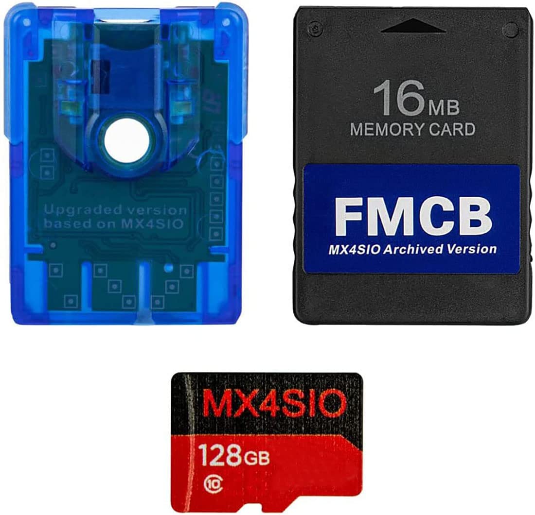 RGEEK PS2 MX4SIO TF Card Adapter With 128G TF SD Adapter and FMCB Memory Card for All PS2 Versions