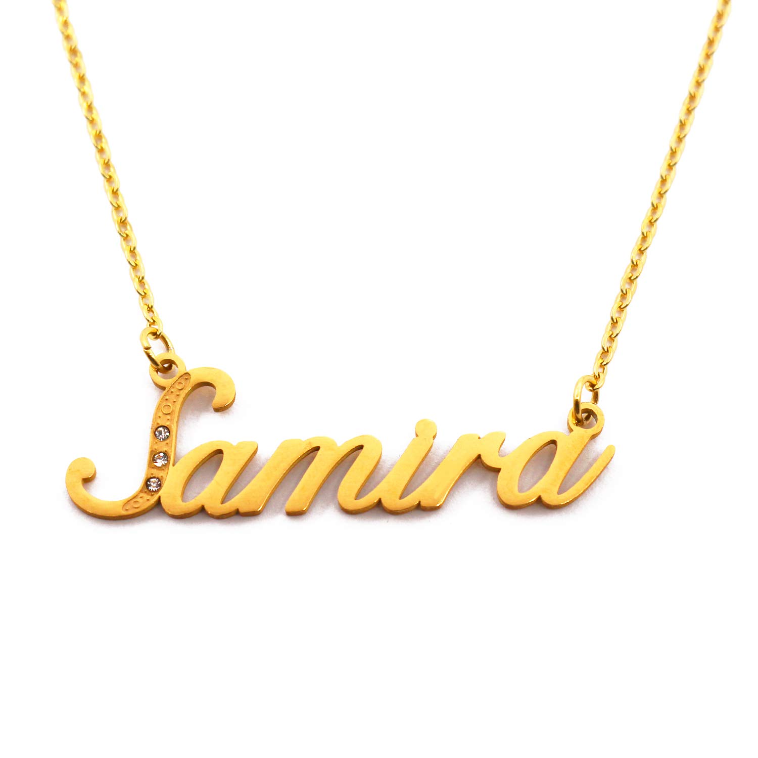 Samira Name Necklace Personalised Gold Plated Custom Dainty Name Pendants, Jewellery for Ladies, Girlfriend, Mother, Sister, Friends