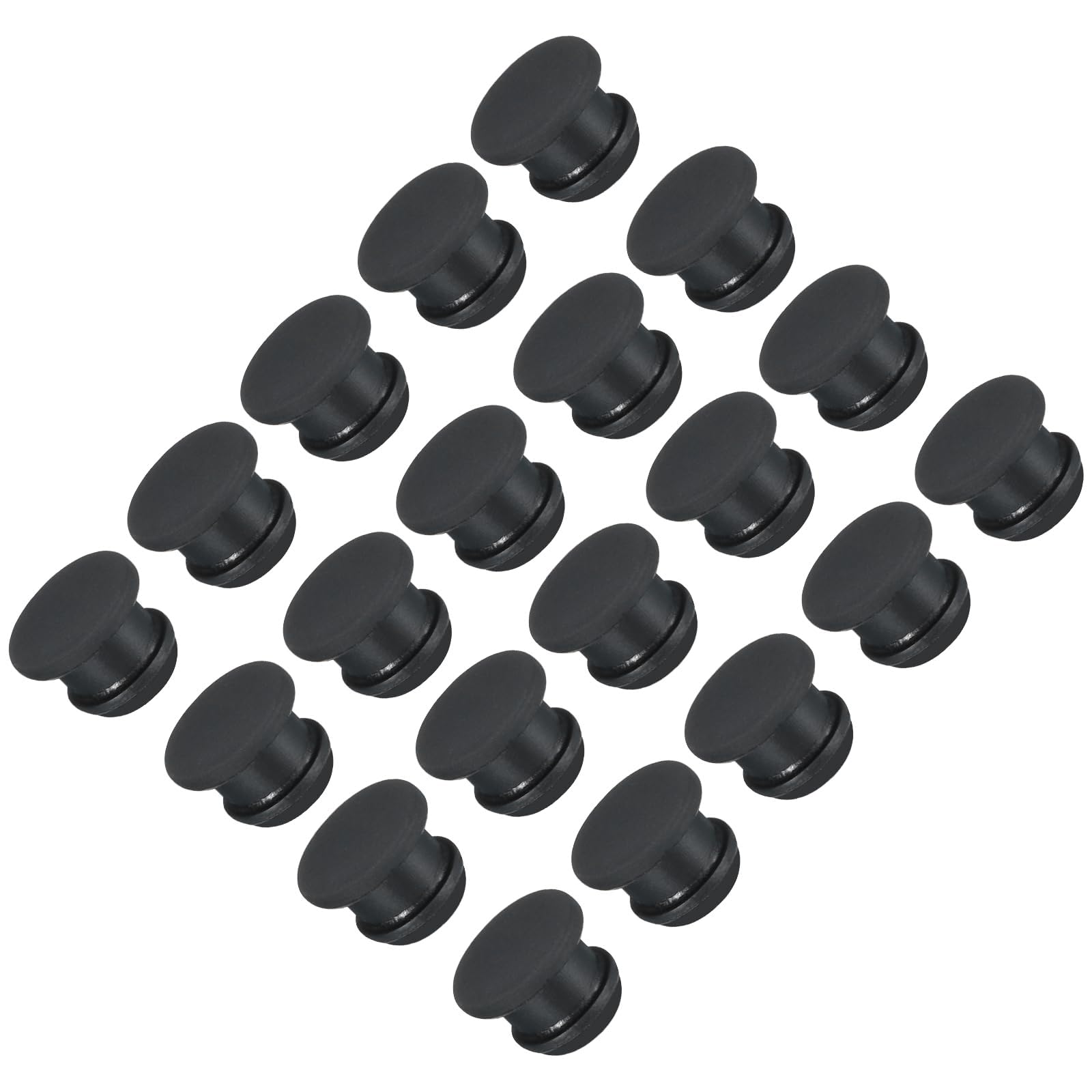 TOP-VIGOR 30Pcs Silicone Snap in Locking Hole Plugs, 10mm Diameter Hole Stoppers, Rubber Panel Seal Cover Flush Type Panel Round for Kitchen Rubber Bulkheads Waterproof Sealing Plugs, Black