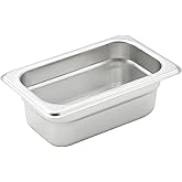 Winco 1/9 Size 2.5" Deep Metal Food Pan/Steam Table Pan, Anti-Jam, 22 Gauge