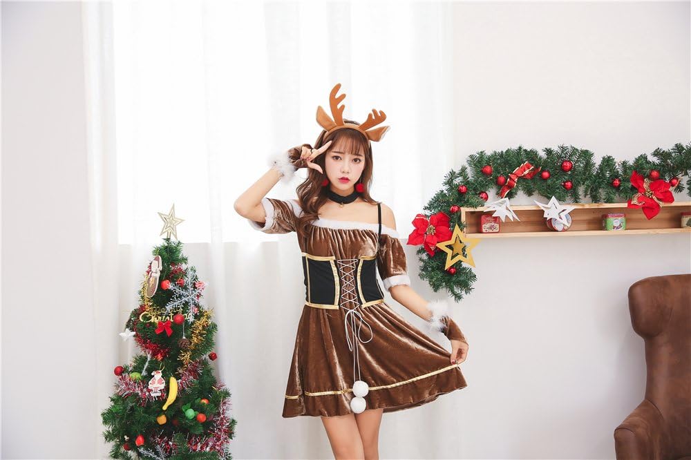 Amazon 可愛い トナカイ コスプレ コスチューム サンタ セット クリスマス コスチューム 鹿 衣装 大人用 レディースセクシー G タイプ コスプレ 仮装 通販