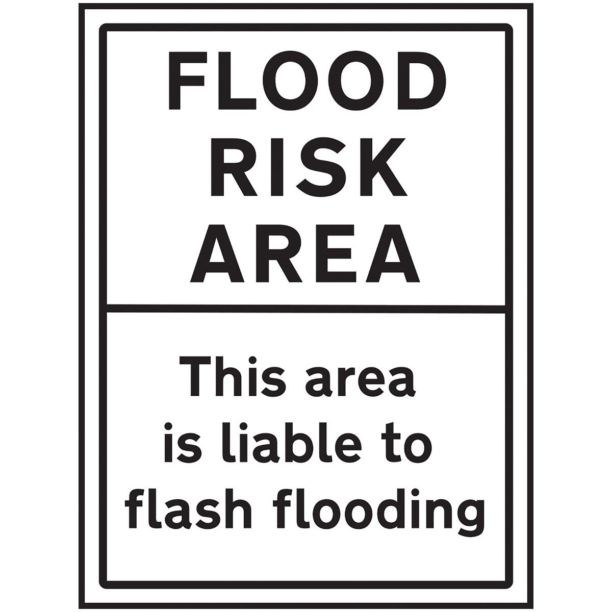 V Safety Flood Risk Area/This Area Is Liable To Flash Flooding Sign - 450mm x 600mm - 2mm Rigid Plastic
