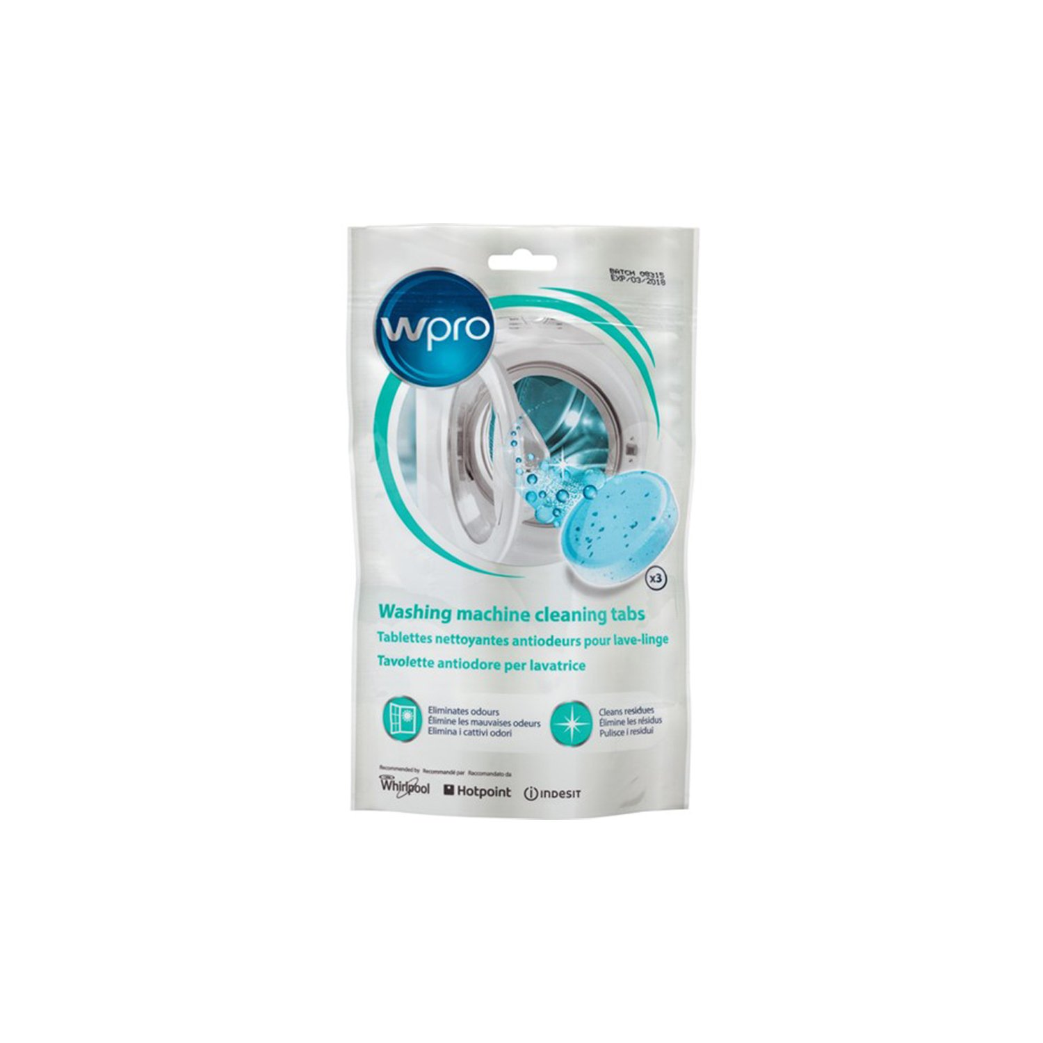 Wpro AFR301 C00376307 Powerfresh Washer Odour Prevention Tab, Set of 3