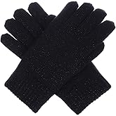 BSB Women's Toasty Warm Plush Fleece Lined Knit Winter Gloves (724BLACK)