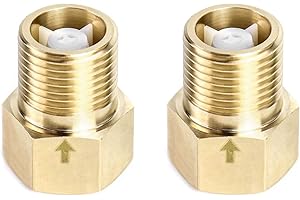 QWORK 2Pcs Brass One-way Check Valve, 1/2" Female to 1/2" Male Thread of Backflow Preventer
