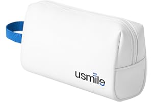 usmile Travel Case for Electric Toothbrush & Water Flosser – Water-Resistant PU Leather Hanging Toiletry Bag, Fits C10, Y10PRO, Y20PRO, Ideal for Travel, Gym & School(White)